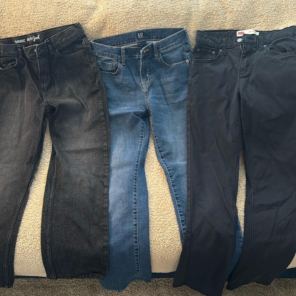 Three pairs of jeans